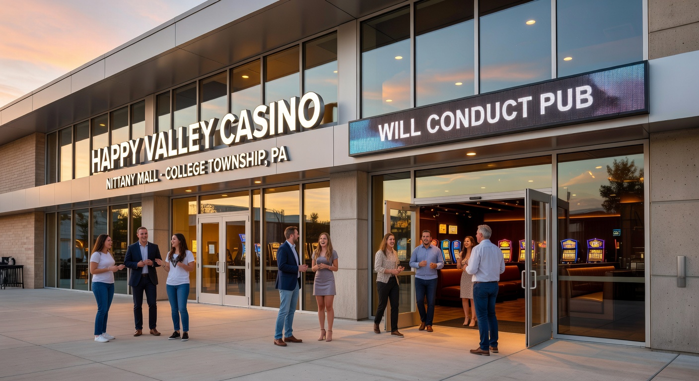 Interior preview of gaming floor at a modern Pennsylvania casino, highlighting slots and table games similar to those at Happy Valley
