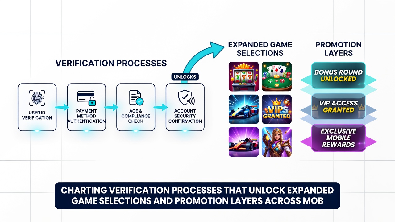 Illustration of promotion tier progression linked to verification status on mobile casino apps