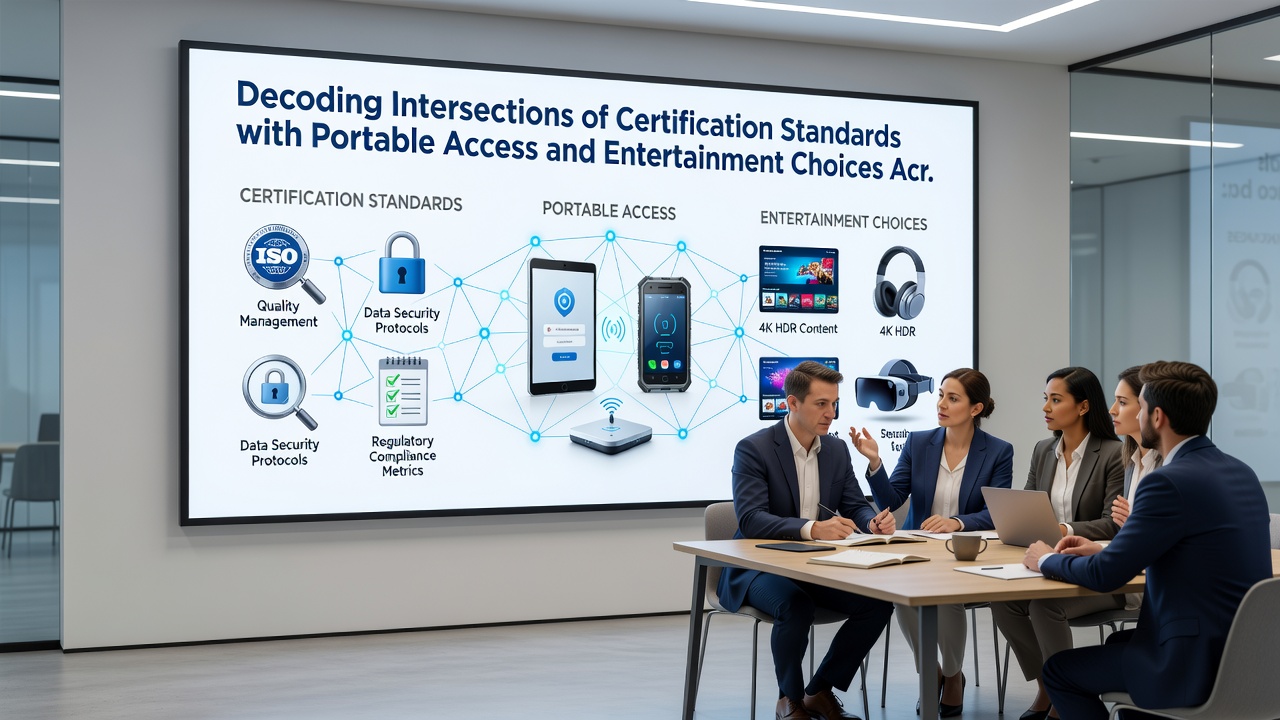 Diagram showing connections between portable device certifications, entertainment content delivery, and multiple funding channels