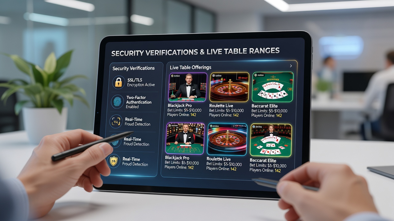Security verification interface displayed on a portable casino application screen