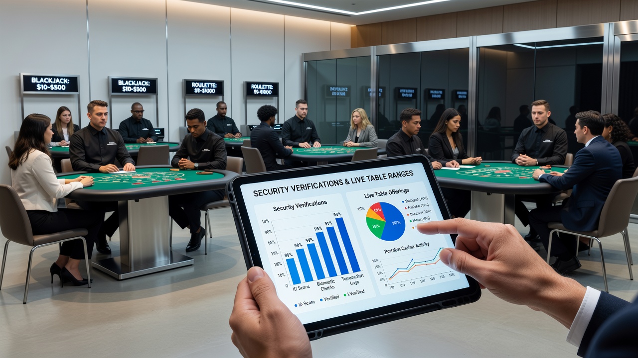 Live table games interface within a secure mobile casino environment