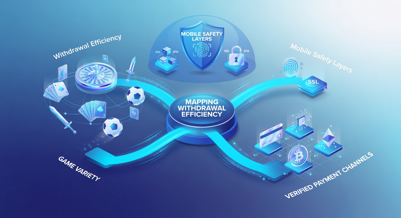 Illustration showing verified payment channels linking withdrawal processes to diverse online game selections on mobile devices